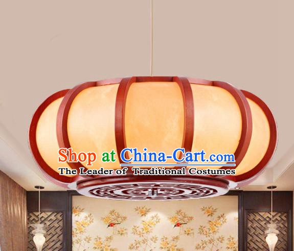 Traditional Chinese Handmade Palace Pumpkin Lantern Hanging Wood Lanterns Ancient Lamp