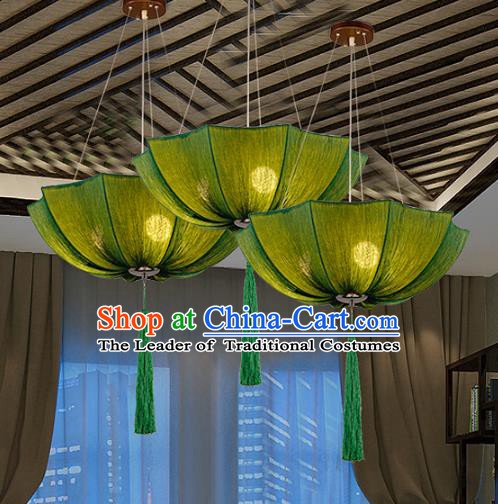 Traditional Chinese Green Umbrella Palace Lantern Handmade Ceiling Lanterns Ancient Lamp