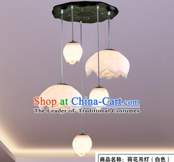 Top Grade Handmade Five-Lights Lotus Hanging Lanterns Traditional Chinese Ceiling Palace Lantern Ancient Lanterns