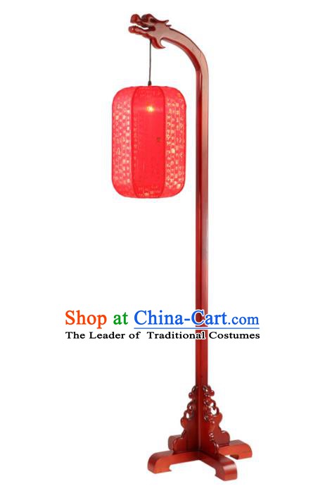 Traditional Chinese Wood Palace Lantern Handmade Red Floor Lanterns Ancient Lamp