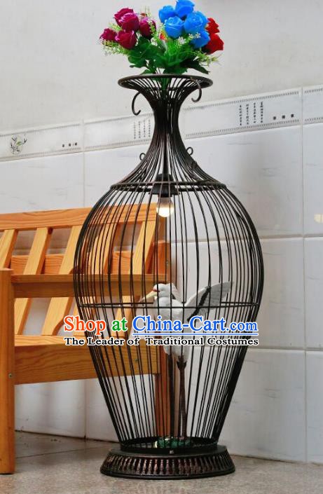 Traditional Chinese Iron Palace Lantern Handmade Desk Vase Lanterns Ancient Lamp