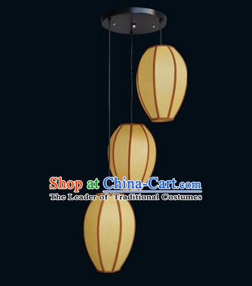 Top Grade Handmade Hanging Three-Lights Lanterns Traditional Chinese Ceiling Palace Lantern Ancient Lanterns