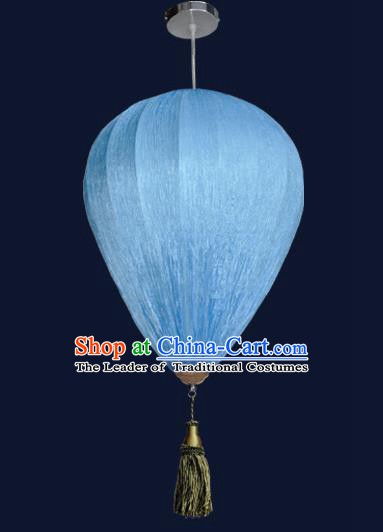 Top Grade Handmade Blue Hanging Lanterns Traditional Chinese Ceiling Palace Lantern Ancient Lanterns