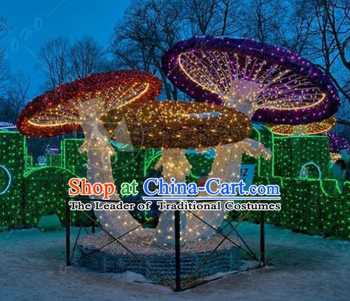 Traditional Christmas Light Show Mushroom Decorations Lamps Stage Display Lamplight LED Lanterns