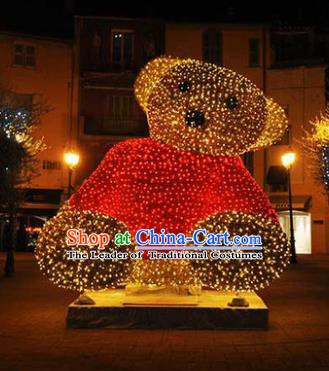 Traditional Handmade Christmas Lights Show Decorations Shiny Bear Lamplight LED Lanterns