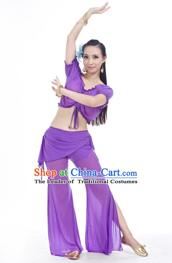 Indian Traditional Belly Dance Deep Purple Costume India Oriental Dance Clothing for Women