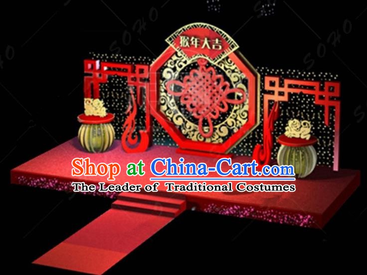 China Traditional New Year Lamp Decorations Chinese Knot Lamplight Stage Display Lanterns