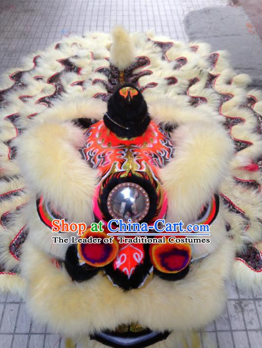 Chinese Professional Lion Dance Celebration and Parade White Wool Costumes Complete Set