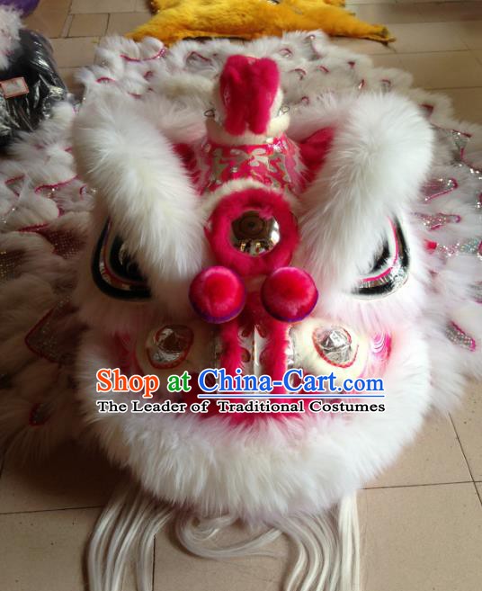 Chinese Professional Lion Dance Costumes Celebration and Parade Wool Pink Lion Head Complete Set
