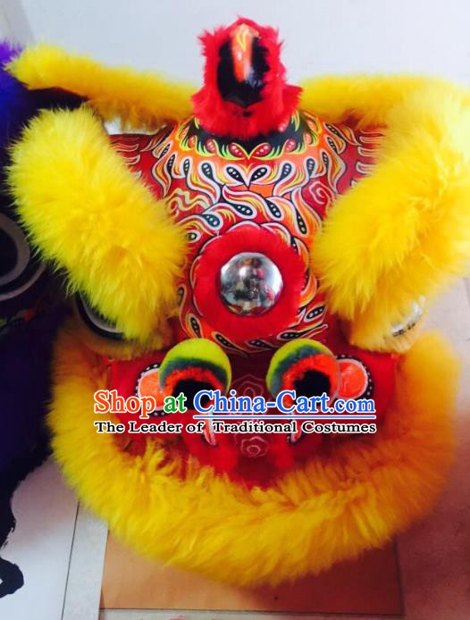 Chinese Traditional Professional Wool Lion Dance Costumes Celebration and Parade Red Lion Head Complete Set