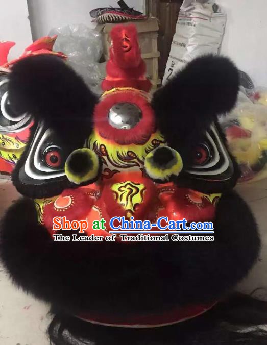 Chinese Traditional Professional Wool Red Lion Dance Costumes Celebration and Parade Lion Head Complete Set