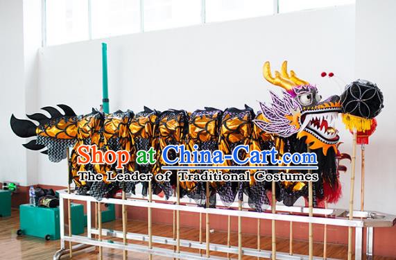 Chinese Professional Parade Black Dragon Dance Costumes Lantern Festival Celebration Dragon Props Complete Set