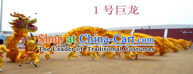 Chinese Traditional Huge Golden Dragon Dance Costumes Professional Lantern Festival Celebration Dragon Parade Complete Set