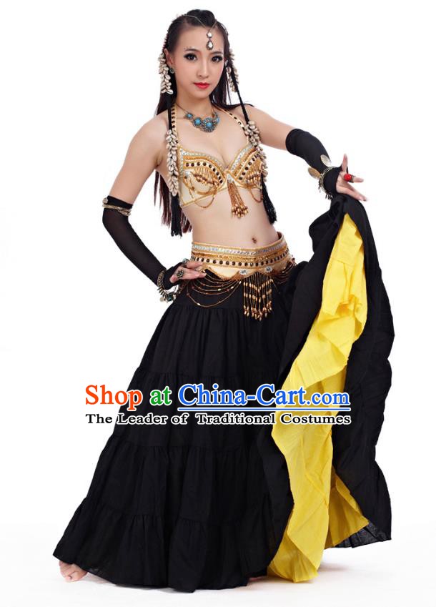Indian Primitive Tribe Belly Dance Yellow Dress Costume India Oriental Dance Clothing for Women