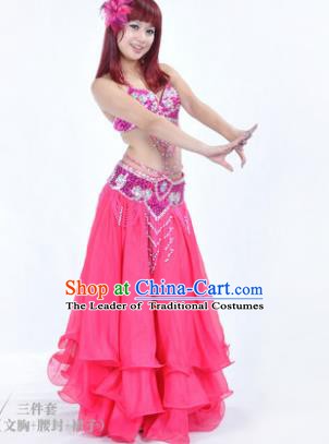 Traditional Indian Bollywood Belly Dance Rosy Dress India Oriental Dance Costume for Women