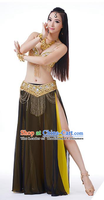Traditional Indian Performance Yellow and Black Dress Belly Dance Costume for Women