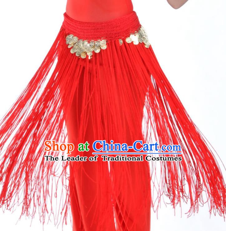 Indian Belly Dance Red Tassel Waist Chain Belts India Raks Sharki Waistband for Women