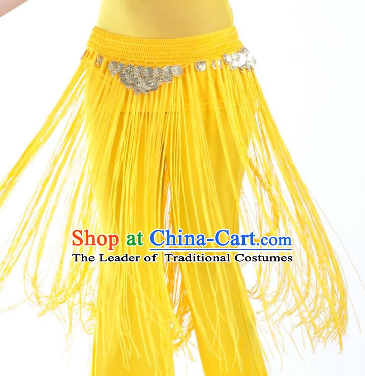 Indian Belly Dance Yellow Tassel Waist Chain Belts India Raks Sharki Waistband for Women