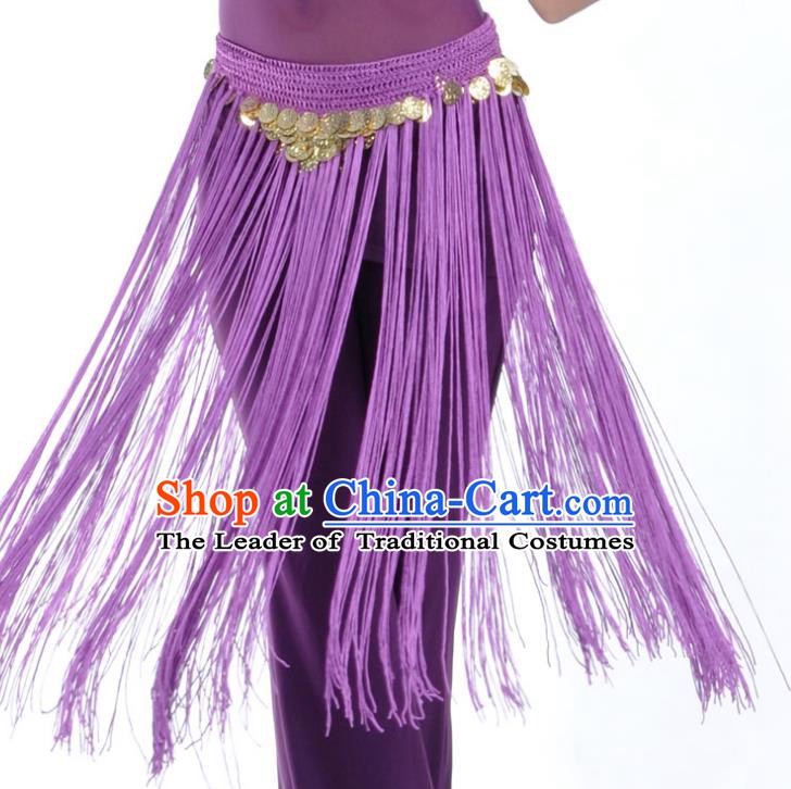 Indian Belly Dance Purple Tassel Waist Chain Belts India Raks Sharki Waistband for Women
