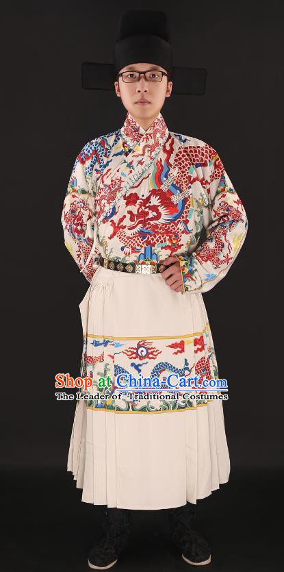 Chinese Ancient Ming Dynasty Imperial Guards Costumes Swordsman Embroidered Robe for Men