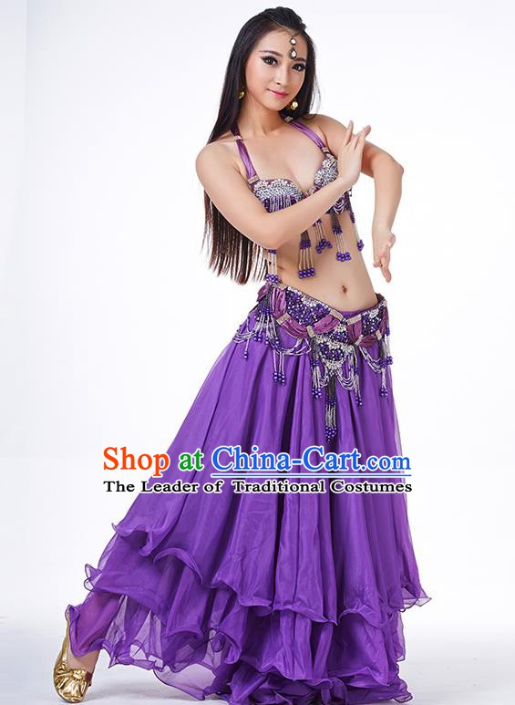 Indian Belly Dance Performance Costume Traditional India Oriental Dance Purple Dress for Women