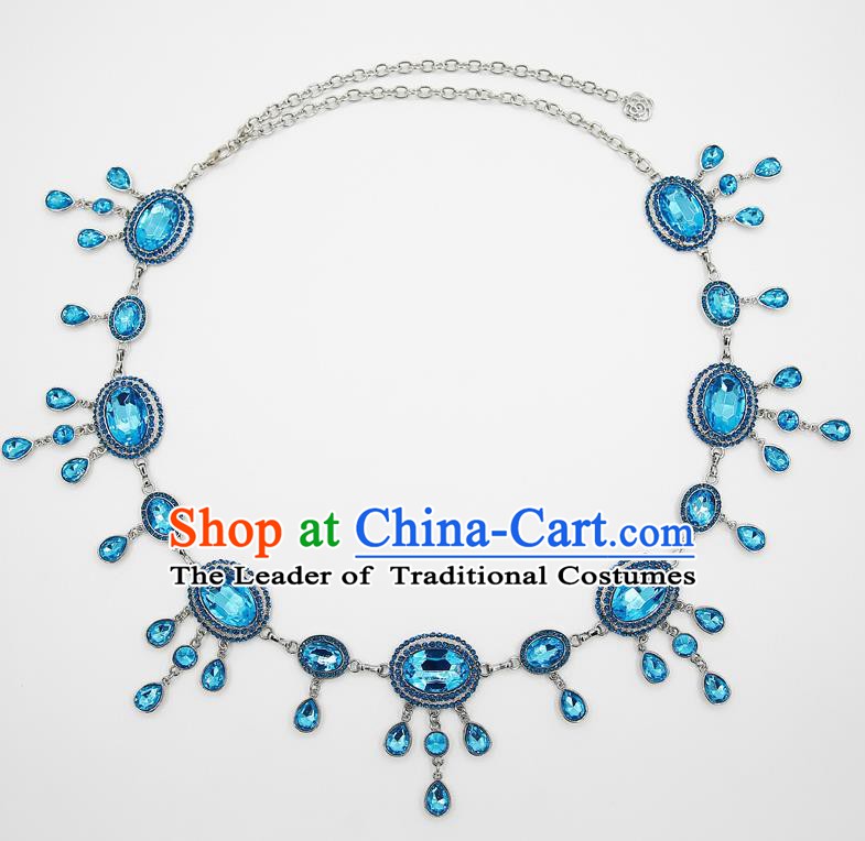 Indian Belly Dance Blue Crystal Waist Chain Accessories Waistband India Raks Sharki Belts for Women