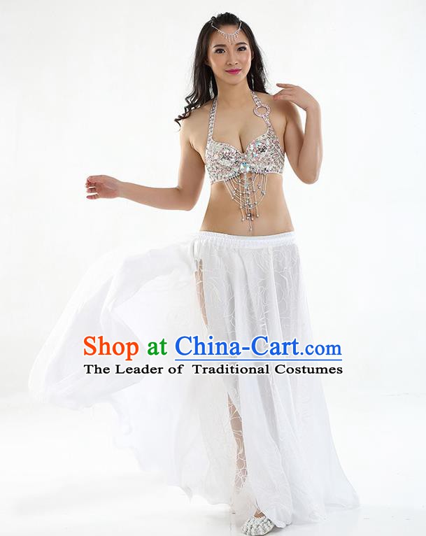 Top Grade Bollywood Belly Dance White Dress Indian Raks Sharki Oriental Dance Clothing for Women