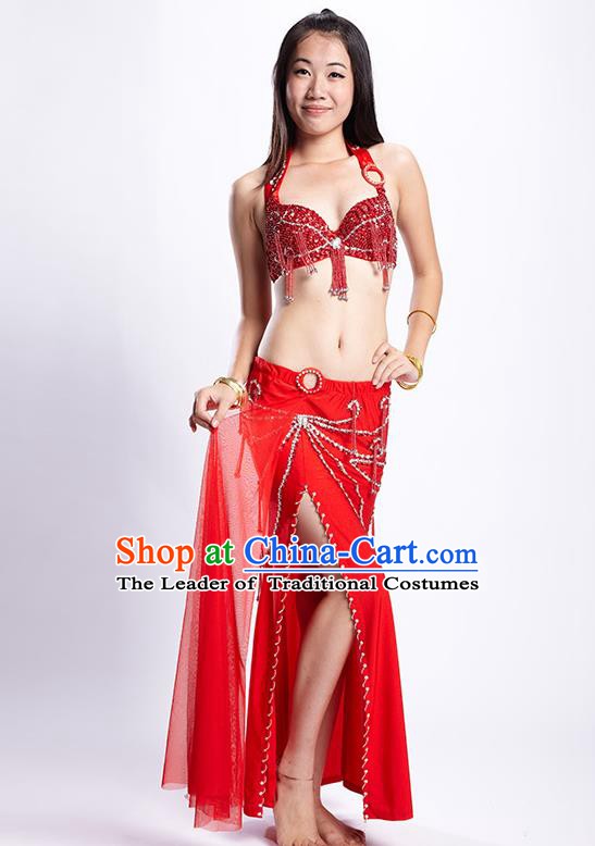 Top Grade Performance Clothing Belly Dance Red Dress Indian Oriental Dance Costume for Women