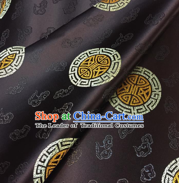 Chinese Traditional Fabric Tang Suit Pattern Coffee Brocade Chinese Fabric Asian Cheongsam Material