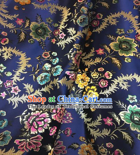 Chinese Traditional Fabric Tang Suit Royalblue Brocade Chinese Fabric Asian Cheongsam Material