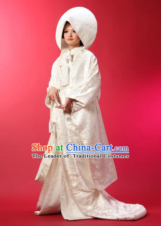Traditional Asian Japan Geisha Costume Japanese Wedding White Yukata Dress Furisode Kimono for Women