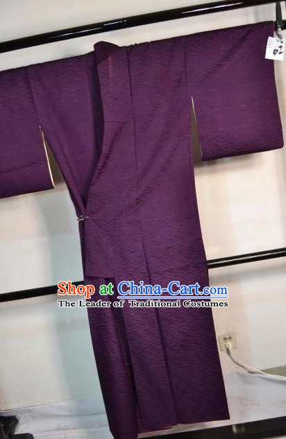 Japanese Traditional Deep Purple Yukata Robe Japan Samurai Haori Kimonos Clothing for Men
