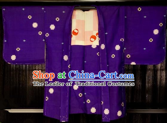 Japanese Traditional Kimono Japan Purple Haori Apparel Yukata Costume for Men