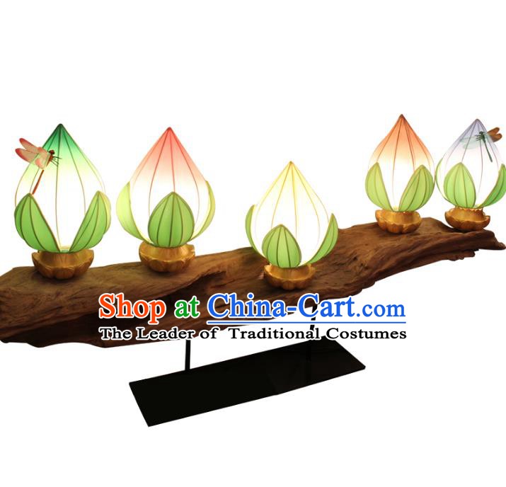 Handmade Traditional Chinese Lotus Lantern Desk Lamp New Year Lantern