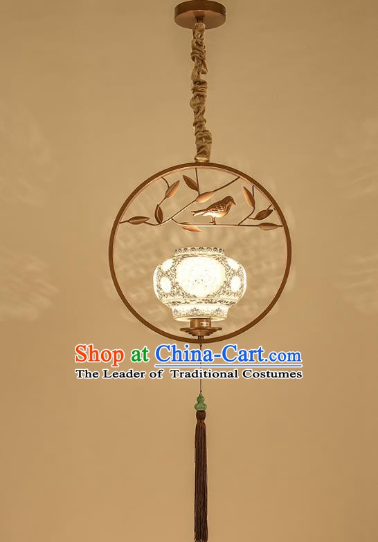 Traditional Chinese Handmade Lantern Classical Ceiling Lamp Ancient Golden Frame Hanging Lanern