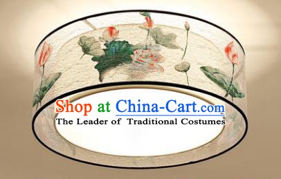 Traditional Chinese Handmade Printing Lotus Lantern Classical Lamp Ancient Palace Ceiling Lanern