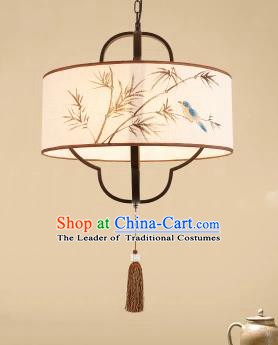 Traditional China Handmade Printing Bamboo Birds Lantern Ancient Lanterns Palace Ceiling Lamp