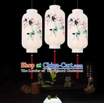 Traditional China Handmade Lantern Ancient Printing Peach Blossom Hanging Lanterns Palace Ceiling Lamp