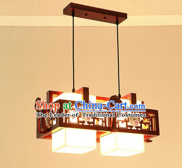 China Traditional Handmade Ancient Two-pieces Wood Hanging Lantern Palace Lanterns Ceiling Lamp