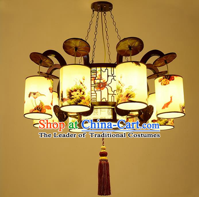 China Traditional Handmade Ancient Eight-pieces Lantern Palace Wood Hanging Lanterns Ceiling Lamp