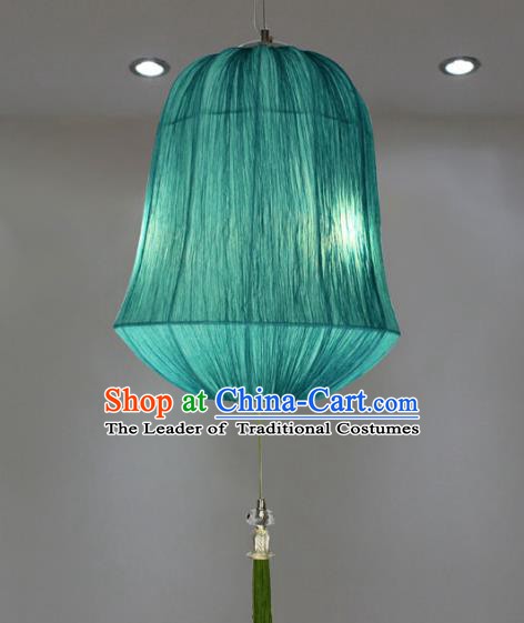 Traditional China Handmade Blue Lantern Ancient Hanging Lanterns Palace Ceiling Lamp