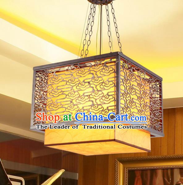 China Handmade Parchment Lantern Traditional Wood Square Lanterns Palace Hanging Lamp
