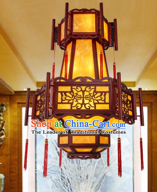 Asian China Handmade Wood Lantern Traditional Ancient Ceiling Lamp Hanging Palace Lanterns