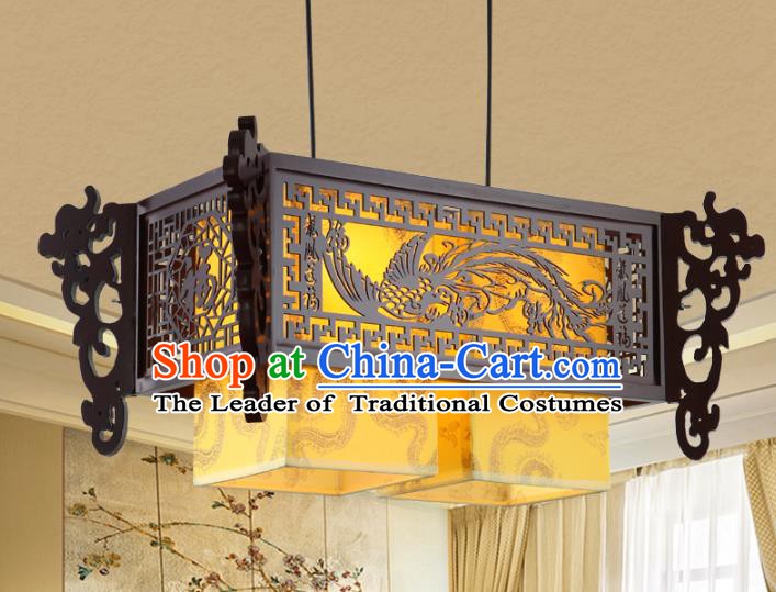 Asian China Handmade Wood Carving Phoenix Lantern Traditional Ancient Ceiling Lamp Palace Lanterns