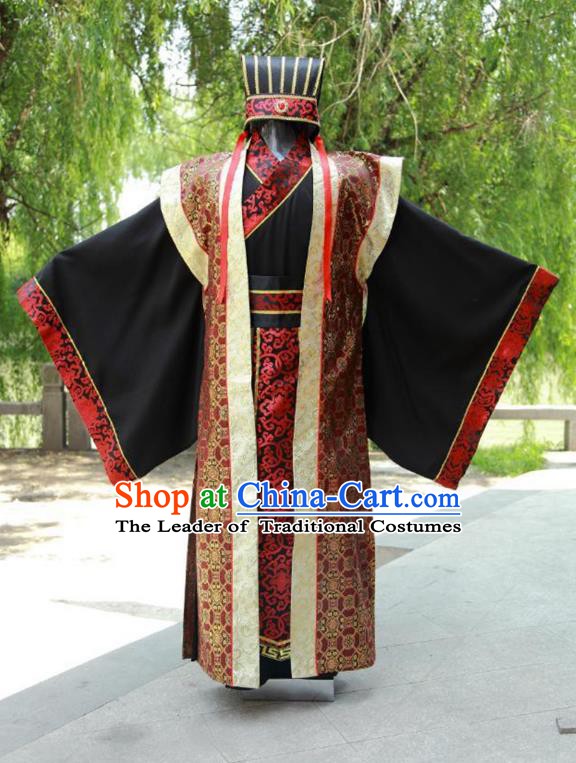 China Ancient Han Dynasty Chancellor Costume Theatre Performances Landlord Clothing for Men
