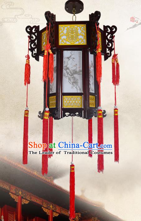 Chinese Handmade Palace Wood Printing Lantern Traditional Lantern Festival Ceiling Lamp Ancient Lanterns