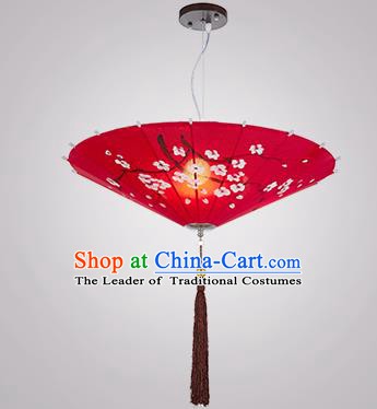 Chinese Classical Handmade Printing Umbrella Palace Lanterns Traditional Red Hanging Lantern Ancient Ceiling Lamp