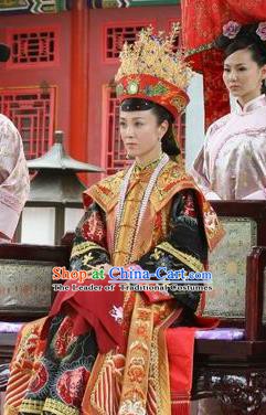 Chinese Qing Dynasty Empress of Xianfeng Historical Costume Ancient Manchu Lady Clothing for Women