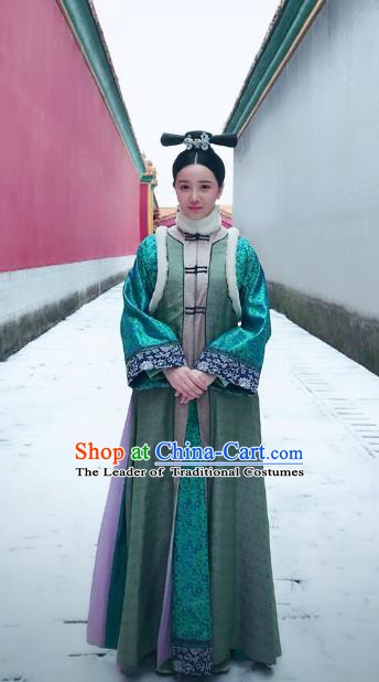 Chinese Qing Dynasty Princess Historical Costume Ancient Manchu Palace Lady Clothing for Women