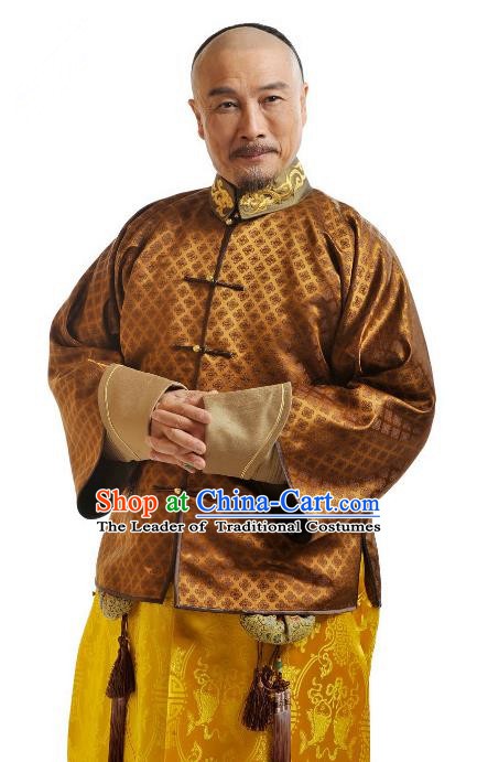 Chinese Qing Dynasty Emperor Kangxi Court Historical Costume Ancient Manchu Kaiser Xuanye Clothing for Men